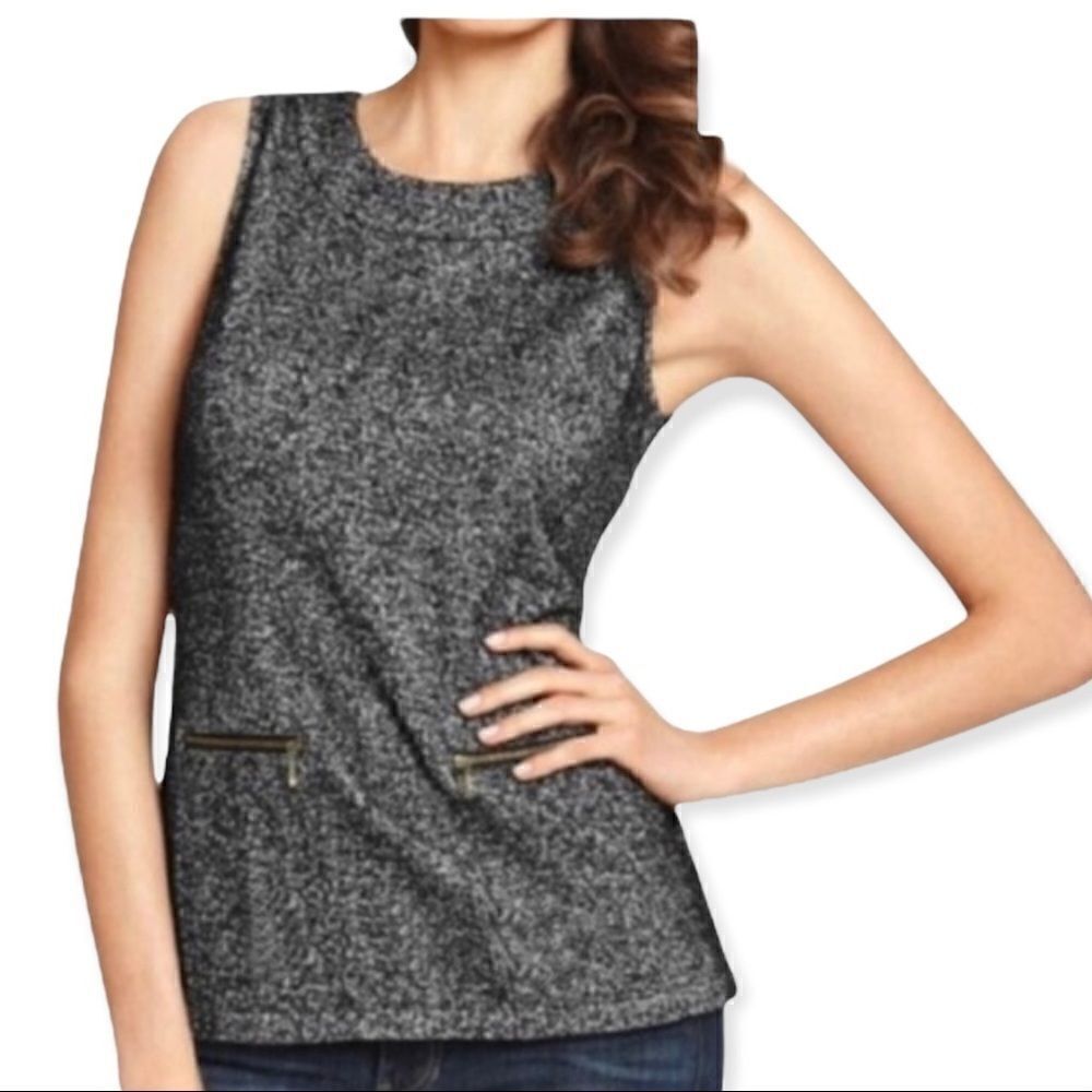 CAbi 993 Cece Tweed Sleeveless Zipper Top Size XS